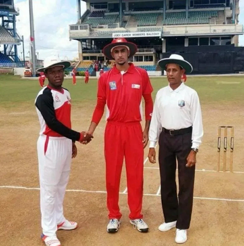 Wasiq at the coin toss as captain at Queen’s Park Oval